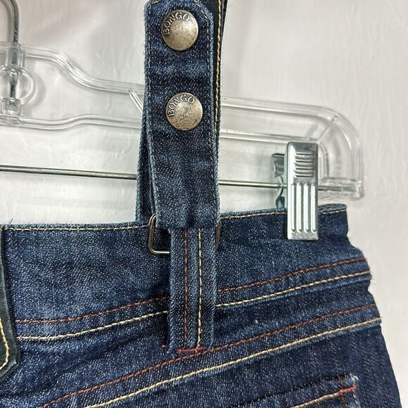 Bongo Dark Wash Cotton Blend Denim Suspender Capris Size 8F - Picture 6 of 13
